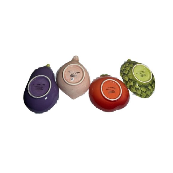 Pottery Barn Garden Pasta Bowls Vegetables Eggplant Tomato Onion Avocado 4pc - Picture 2 of 4